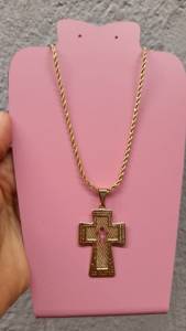 Colar Semijoia Cordo Baiano Crucifixo