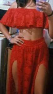 Conjunto De Croped E Saia Longa Com Fenda