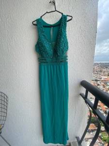 Vestido Longo Verde Pedraria