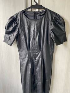 Vestido Couro Sinttico Preto M