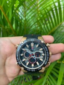 Relgio Cheetah Pulseira De Borracha Dual Time Na Caixa