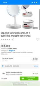 Espelho De Aumento Com Led Dobrvel