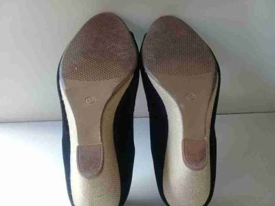 Sandlia Anabela Preta Salto 8 Cm N34