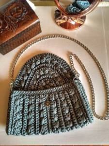 Bolsa Transversal De Croch Em Fio Nutico Cinza