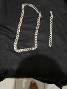 Kit Corda De Prata E Pulseira