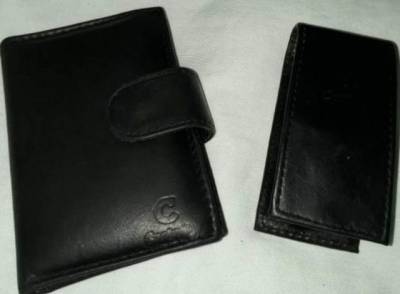 Um Kit Castros Couro Legtimo - Porta Cartes E Porta Batom