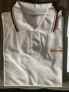 Camiseta Branca Manga Curta, Uniforme Dos Santos Anjos.