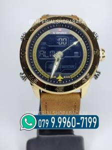 Relogio Naviforce Digital Couro Dourado Aracaju Promoo