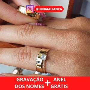 Alianas De Moeda Antiga + Anel Solitrio De Brinde