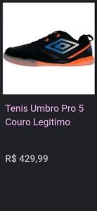 Tnis Umbro Profissional Futsal N 40