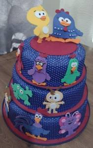 Conjunto Mauricinho Galinha Pintadinha + 6 Displays De Mesa (brinde Bolo Fake)