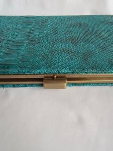 Bolsa De Mo Carteira Croco Verde Feminina Slim Atmosphere