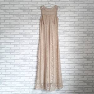 Vestido Longo Bege Rendado, G