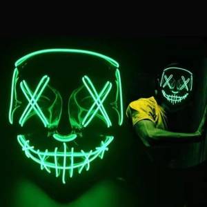 Mscara Preta De Luz De Neon, Led De Halloween