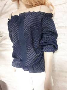 Blusa Azul Ombro A Ombro Detalhes Pos