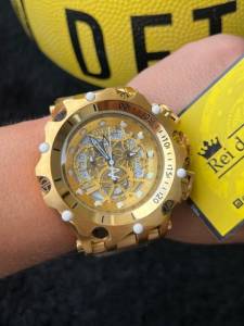 Relgio Invicta Venom Skeleton Detalhes Dourado