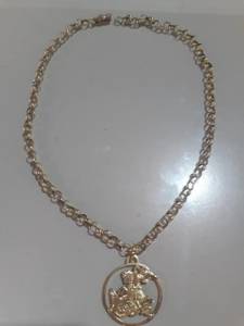 Gargantilha Com Pingente Em Ouro 18k, Grossa, 24 Gramas