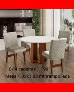 Jogo De Mesa Redonda De 4 Cadeiras