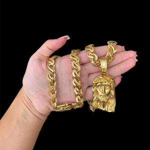 Cordo Banhado A Ouro 18k Grosso Com Pingente
