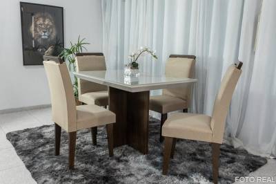 Conjunto Sala Jantar Mdf Mesa Laqueada