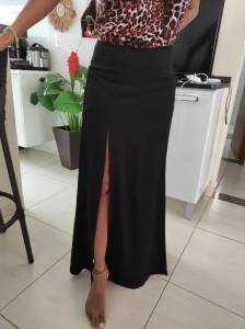 Saia Longa Duas Fendas Feminina Roupa De Festa
