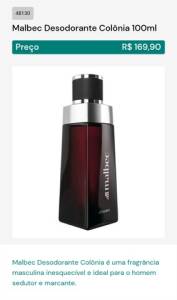 Malbec Desodorante Colnia 100ml - Lacrado.