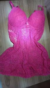 Camisola De Renda, Tam M, Rosa Pink, Com Bojo