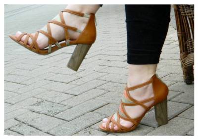 Sandlia Feminina Salto Alto Gladiadora Caramelo - N 34