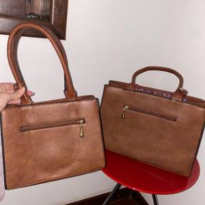 Kit Com 3 Bolsas De Couro Sintetico Marrom