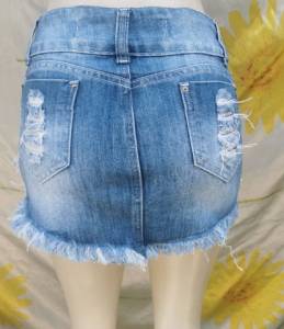 Saia Jeans De Luxe Com Renda E Strass Tam 34