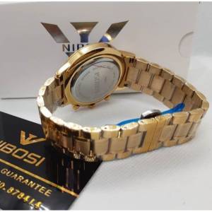Relgio Masculino Social Nibosi Dourado Luxo