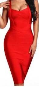 Vestido Bandagem Midi Vermelho