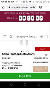 Cala Feminina Xadrez Topshop Moto  Tamanho 36