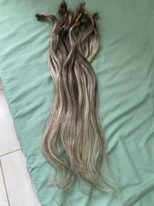 Cabelo Humano Loiro Acinzentado 65cm 100 Gramas
