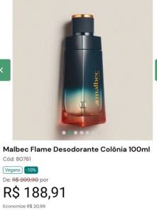 Malbec Flame Desodorante Colnia 100ml br  br