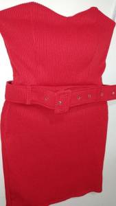 Vestido Vermelho- Canelado Grosso