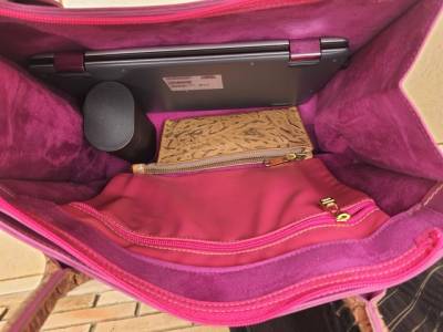 Bolsa Estruturada Rosa Em Sinttico  Forro Camura