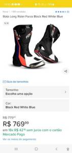 Vendo Bota Long Rider Forza Black Red White Blue