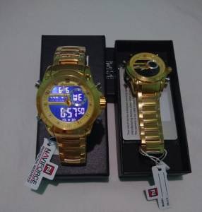 Relgio Masculino Naviforce Dourado Digital E Analgico 100% Original