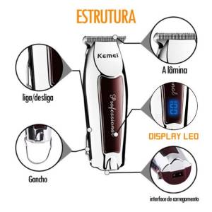 Maquina Kemei Km-9164 Pra Acabamento Desenho Pezinho E Barba