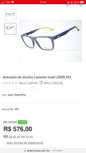 Armao De culos Lacoste Original L2899 401