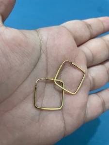 Brinco De Ouro Estilo Argola Quadrada