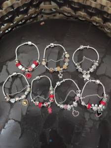 Pulseiras Pandora Prata Fina Com Berloques