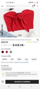 Blusa Shein Vermelha