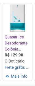Quasar Ice O Boticrio Lacrado