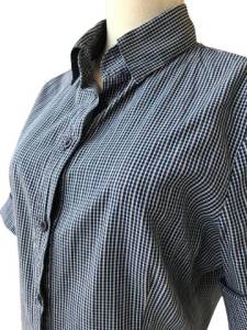 Camisa Xadrez Pequeno Azul Marinho Acinturada Tam. P