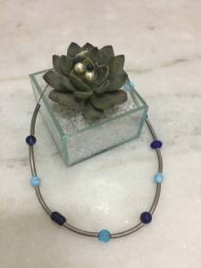 Gargantilha Com Brincos De Prolas - Azul