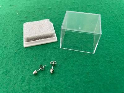 Brincos Prateados Com Pedrinha Com Caixa Transparente
