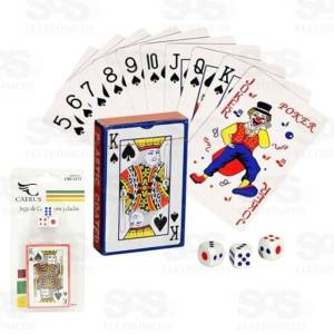 Jogo De Cartas Baralho Com 3 Dados Caerus Crs-1173