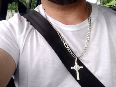 Corrente De Prata 925, Mais Pingente Crucifixo.